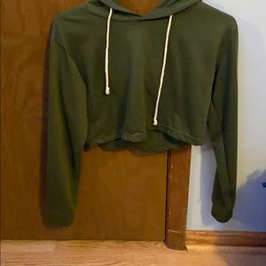 green cropped hoodie